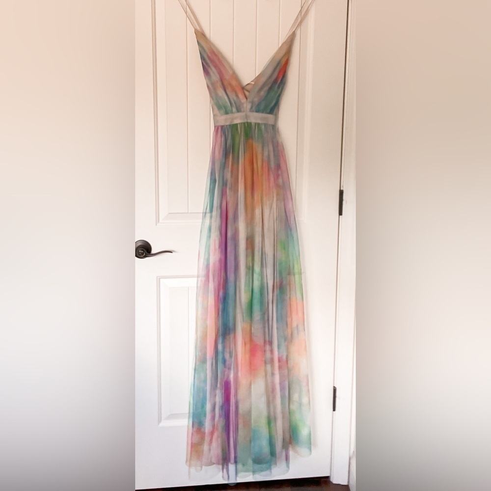 Elegant Moment Multi Watercolor Backless Maxi Dress - Picture 7 of 11